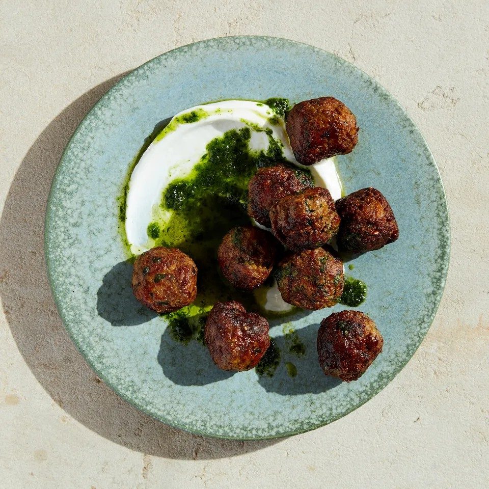 Lamb Meatballs with Mint Pesto